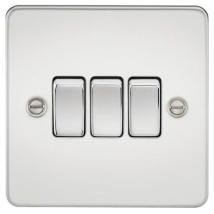 Knightsbridge Flat Plate 10AX 3G 2-way switch – polished chrome FP4000PC - West Midland Electrics | CCTV & Electrical Wholesaler