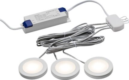 Knightsbridge 230V IP20 2.5W LED Dimmable Under Cabinet Lights in White – Pack of 3 – 3000K UNDKIT3WWW - West Midland Electrics | CCTV & Electrical Wholesaler