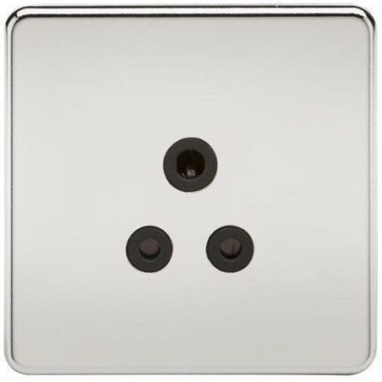 Knightsbridge Screwless 5A Unswitched Socket – Polished Chrome with Black Insert SF5APC - West Midland Electrics | CCTV & Electrical Wholesaler