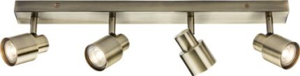 Knightsbridge 230V GU10 Quad Bar Spotlight – Antique Brass CSP4AB - West Midland Electrics | CCTV & Electrical Wholesaler