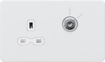 Knightsbridge 13A 1G DP Lockable socket – Matt White with white insert SFR9LOCKMW - West Midland Electrics | CCTV & Electrical Wholesaler
