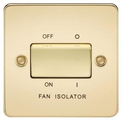 Knightsbridge Flat Plate 10AX 3 Pole Fan Isolator Switch – Polished Brass FP1100PB - West Midland Electrics | CCTV & Electrical Wholesaler