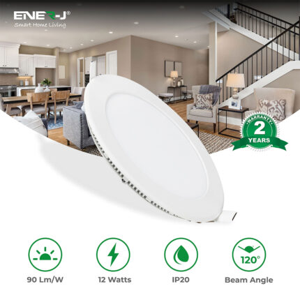 Ener-J 12W Recessed Round LED Mini Panel 175mm diameter (Hole Size 160mm), 4000K E308 - West Midland Electrics | CCTV & Electrical Wholesaler