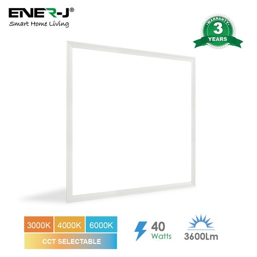 Ener-J 60×60 LED Recessed LED Edgelit Panels 40W 3600Lm, CCT selectable (6000K-4000K-3000K), 3 Years Warranty E115 - West Midland Electrics | CCTV & Electrical Wholesaler