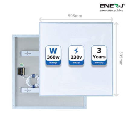 Ener-J 595*595 Infrared Heating Panel, White Body, 360W IH1003 - West Midland Electrics | CCTV & Electrical Wholesaler