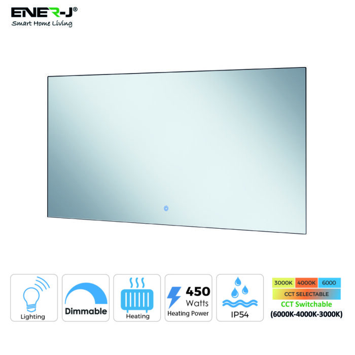 Ener-J 450W Mirror Infrared Heater with CCT & Dimmable LED Lights IH1038 - West Midland Electrics | CCTV & Electrical Wholesaler 3