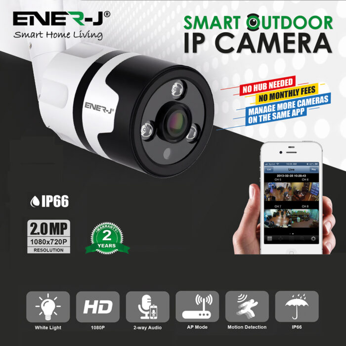 Ener-J Smart WiFi Outdoor Bullet IP Camera, 1080P HD IPC1015 - West Midland Electrics | CCTV & Electrical Wholesaler 3