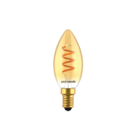 Paul Russells LED Filament Spiral Candle 2.5W=15w Extra Warm White (AMBER) SES E14 Small Edison Screw Decorative Bulbs - West Midland Electrics | CCTV & Electrical Wholesaler