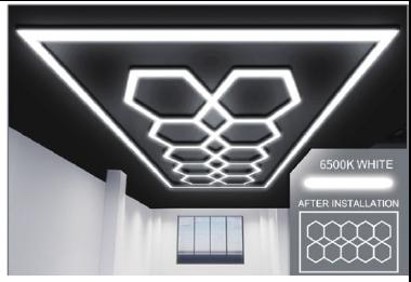 Ener-J 570W Designer Ceiling Lights with Frame (10 Hexagons and border) - West Midland Electrics | CCTV & Electrical Wholesaler