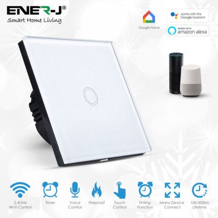 Ener-J Wifi Smart 1 Gang Touch Switch, No Neutral Needed, White Body SHA5312 - West Midland Electrics | CCTV & Electrical Wholesaler 3