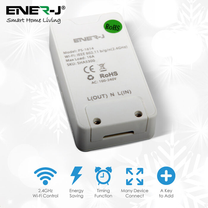 Ener-J WiFi Inline Switch, Max Load 1600W. On/Off switch SHA5300 - West Midland Electrics | CCTV & Electrical Wholesaler 3