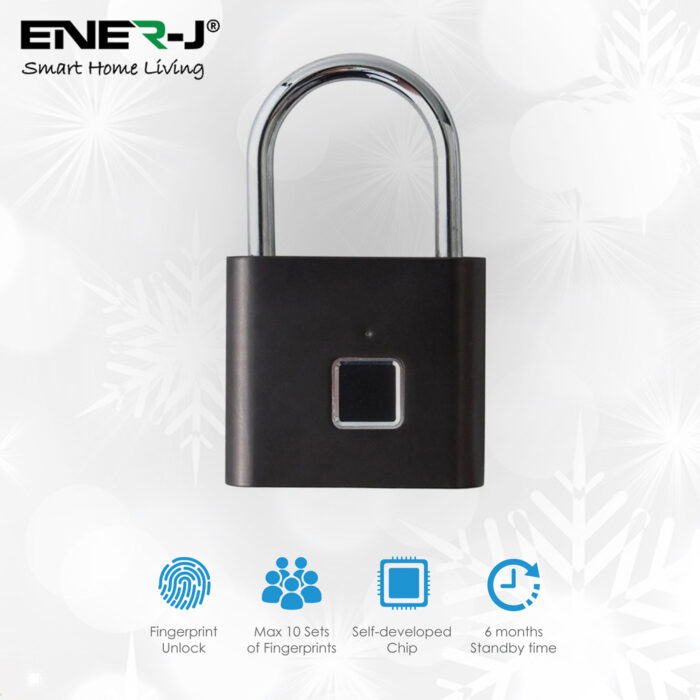 Ener-J Fingerprint Padlock SHA5304 - West Midland Electrics | CCTV & Electrical Wholesaler 3