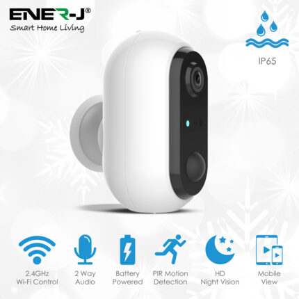 Ener-J Smart Wireless 1080P Battery Camera with Rechargeable batteries, IP65 SHA5319 - West Midland Electrics | CCTV & Electrical Wholesaler