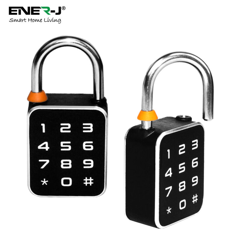 Ener-J Smart Padlock, Works with fingerprint, Passcodes, APP control (Bluetooth), IP65 - West Midland Electrics | CCTV & Electrical Wholesaler