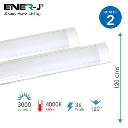 Ener-J LED Batten IP20-36W 120cms 3000lm, (4000K) 0.5 meter cable T187-2 - West Midland Electrics | CCTV & Electrical Wholesaler
