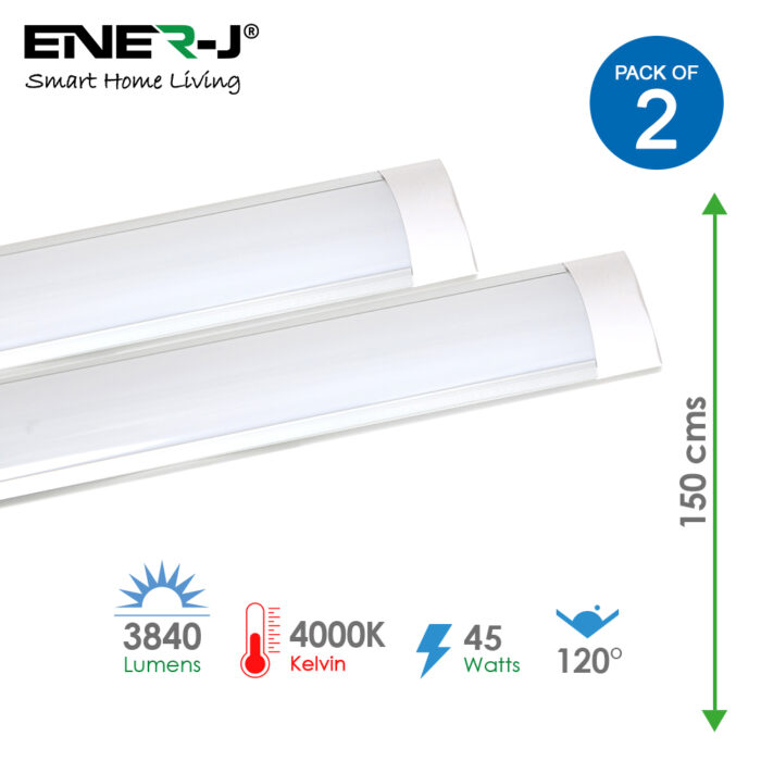 Ener-J LED Batten IP20-45W 150cms 3600lm, (4000K) 0.5 meter cable T189-2 - West Midland Electrics | CCTV & Electrical Wholesaler 3