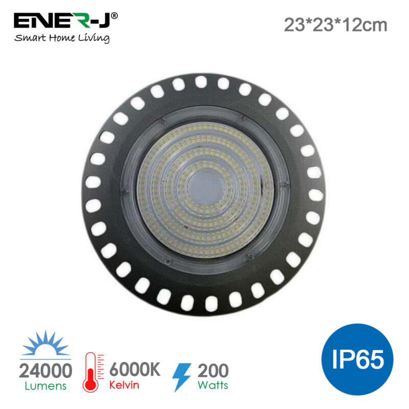 Ener-J 200W UFO SHAPE LED HIGHBAY, 85V-265V, 100 LUMENS/WATT, Non Dimmable, 2 YEARS WARRANTY, 6000K T333 - West Midland Electrics | CCTV & Electrical Wholesaler