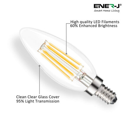 Ener-J 4W LED Candle lamp Filament 2700K. - West Midland Electrics | CCTV & Electrical Wholesaler
