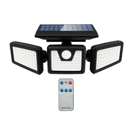 Ener-J  Solar Wall Light with Sensor, 3 heads, 6.5W with Remote T728 - West Midland Electrics | CCTV & Electrical Wholesaler
