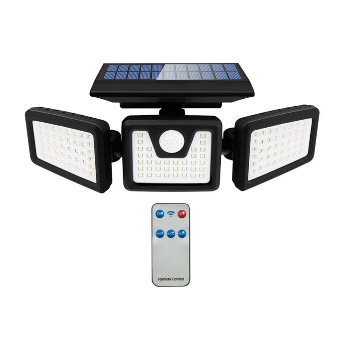 Ener-J  Solar Wall Light with Sensor, 3 heads, 6.5W with Remote T728 - West Midland Electrics | CCTV & Electrical Wholesaler 3