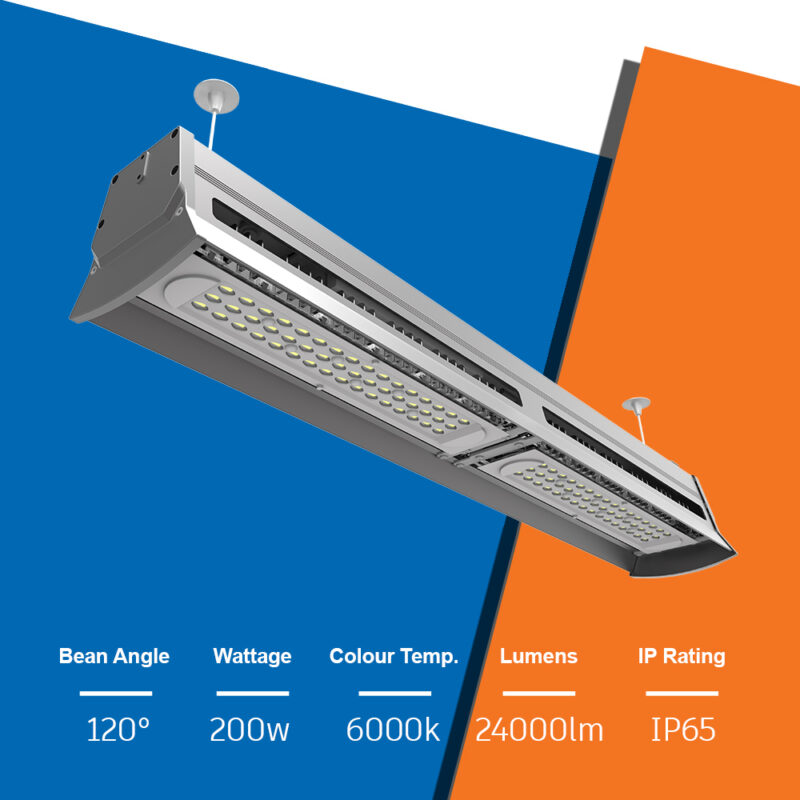 Ener-J 200W LED Industrial Linear Highbay, 24000Lm, 6000K T758 - West Midland Electrics | CCTV & Electrical Wholesaler