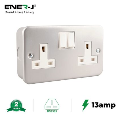 Ener-J 13A Metal Clad Twin Wall Sockets with switch T953 - West Midland Electrics | CCTV & Electrical Wholesaler 3