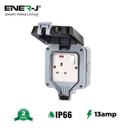 Ener-J Waterproof 13A Single BS Socket, MP21 T995 - West Midland Electrics | CCTV & Electrical Wholesaler