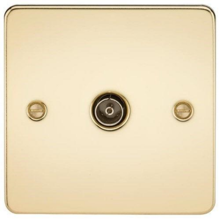 Knightsbridge Flat Plate 1G TV Outlet (non-isolated) – Polished Brass FP0100PB - West Midland Electrics | CCTV & Electrical Wholesaler