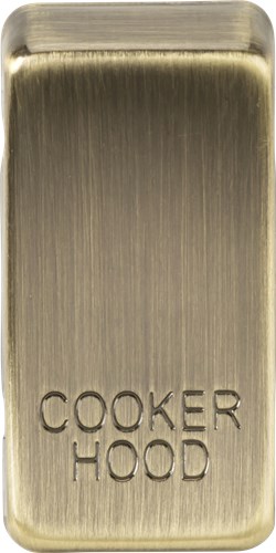 Knightsbridge Switch cover “marked COOKER HOOD” – antique brass GDCOOKAB - West Midland Electrics | CCTV & Electrical Wholesaler