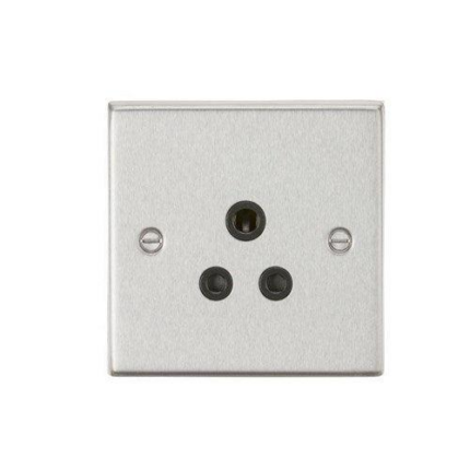 Knightsbridge 5A Unswitched Socket – Square Edge Brushed Chrome Finish with Black Insert CS5ABC - West Midland Electrics | CCTV & Electrical Wholesaler