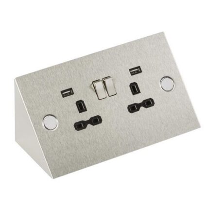 Knightsbridge 13A 2G Mounting Switched Socket with Dual USB Charger (2.4A) – Stainless Steel with black insert SKR002A - West Midland Electrics | CCTV & Electrical Wholesaler 5