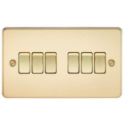 Knightsbridge Flat Plate 10AX 6G 2-way switch – polished brass FP4200PB - West Midland Electrics | CCTV & Electrical Wholesaler
