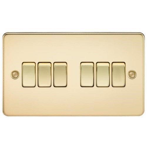 Knightsbridge Flat Plate 10AX 6G 2-way switch – polished brass FP4200PB - West Midland Electrics | CCTV & Electrical Wholesaler