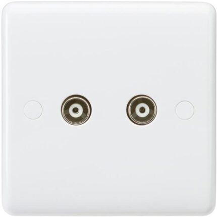 Knightsbridge Curved Edge Twin Coax TV Outlet (non-isolated) CU0110 - West Midland Electrics | CCTV & Electrical Wholesaler