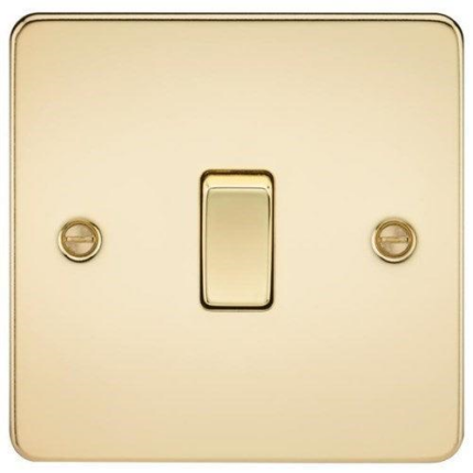 Knightsbridge Flat Plate 20A 1G DP switch – polished brass FP8341PB - West Midland Electrics | CCTV & Electrical Wholesaler