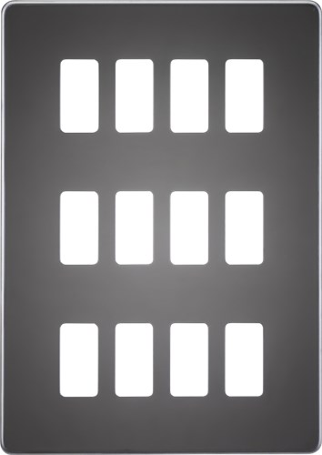 Knightsbridge Screwless 12G grid faceplate – black nickel GDSF012BN - West Midland Electrics | CCTV & Electrical Wholesaler