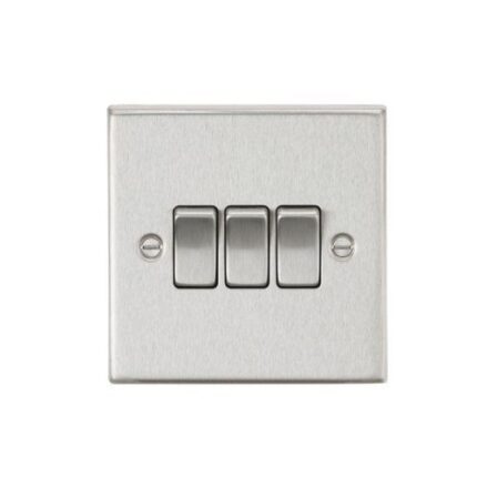 Knightsbridge 10AX 3G 2 Way Plate Switch – Square Edge Brushed Chrome CS4BC - West Midland Electrics | CCTV & Electrical Wholesaler