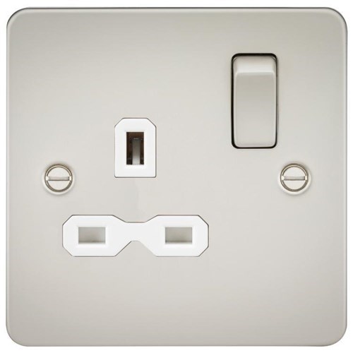 Knightsbridge Flat plate 13A 1G DP switched socket – pearl with white insert FPR7000PLW - West Midland Electrics | CCTV & Electrical Wholesaler