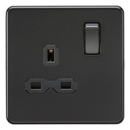 Knightsbridge Screwless 13A 1G DP switched socket – Matt black with black insert SFR7000MBB - West Midland Electrics | CCTV & Electrical Wholesaler 5