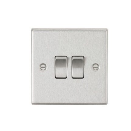 Knightsbridge 10AX 2G 2-Way Plate Switch – Square Edge Brushed Chrome CS3BC - West Midland Electrics | CCTV & Electrical Wholesaler