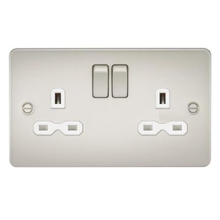 Knightsbridge Flat plate 13A 2G DP switched socket – pearl with white insert FPR9000PLW - West Midland Electrics | CCTV & Electrical Wholesaler 5