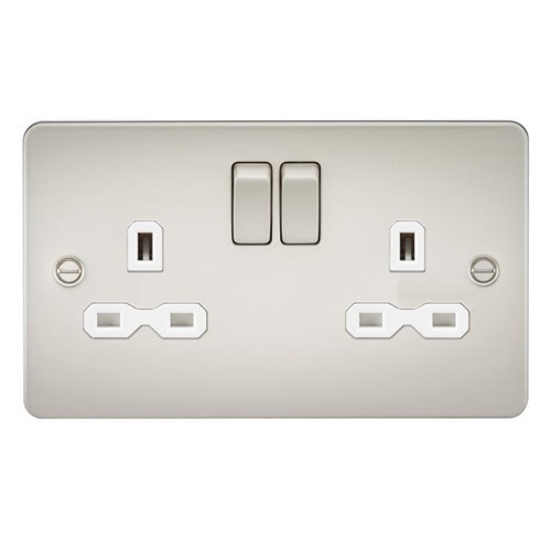 Knightsbridge Flat plate 13A 2G DP switched socket – pearl with white insert FPR9000PLW - West Midland Electrics | CCTV & Electrical Wholesaler 3
