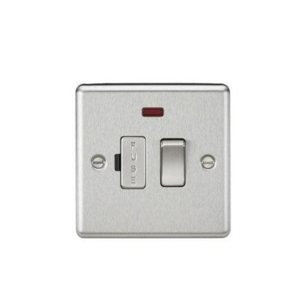 Knightsbridge 13A Switched Fused Spur Unit with Neon – Rounded Edge Brushed Chrome CL63NBC - West Midland Electrics | CCTV & Electrical Wholesaler