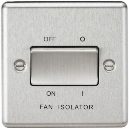 Knightsbridge 10AX 3 Pole Fan Isolator Switch – Rounded Edge Brushed Chrome CL11BC - West Midland Electrics | CCTV & Electrical Wholesaler