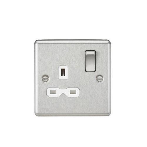 Knightsbridge 13A 1G DP Switched Socket with White Insert – Rounded Edge Brushed Chrome CL7BCW - West Midland Electrics | CCTV & Electrical Wholesaler