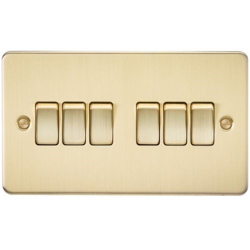 Knightsbridge Flat Plate 10AX 6G 2-way switch – brushed brass FP4200BB - West Midland Electrics | CCTV & Electrical Wholesaler