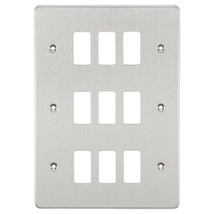 Knightsbridge Flat plate 9G grid faceplate – brushed chrome GDFP009BC - West Midland Electrics | CCTV & Electrical Wholesaler