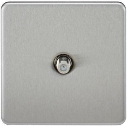 Knightsbridge Screwless 1G SAT TV Outlet (Non-Isolated) – Brushed Chrome SF0150BC - West Midland Electrics | CCTV & Electrical Wholesaler