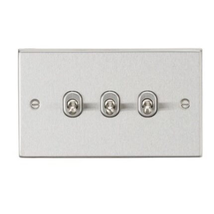 Knightsbridge 10AX 3G 2-Way Toggle Switch – Square Edge Brushed Chrome Finish CSTOG3BC - West Midland Electrics | CCTV & Electrical Wholesaler