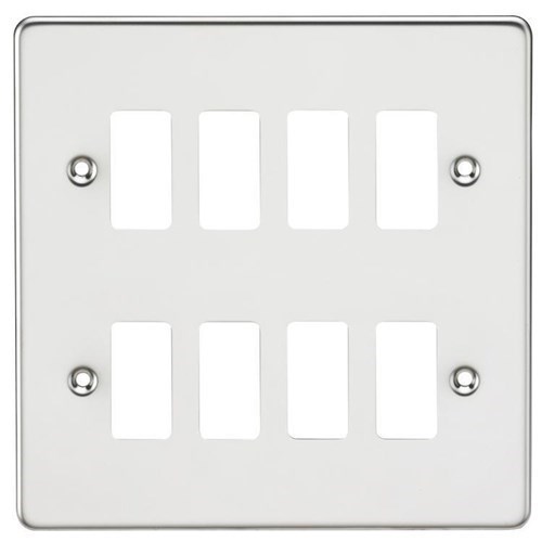 Knightsbridge Flat plate 8G grid faceplate – polished chrome GDFP008PC - West Midland Electrics | CCTV & Electrical Wholesaler 3